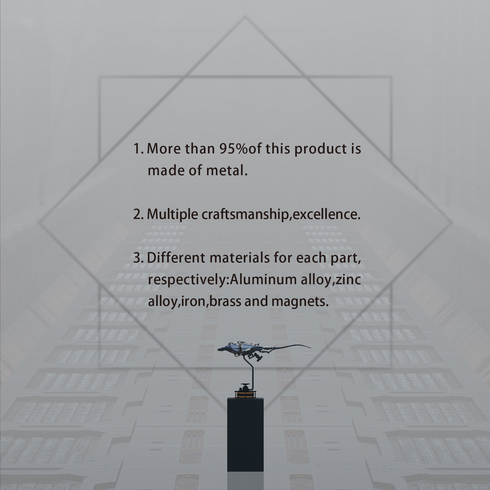  3D Devilray Mechanical Marine Biological Metal Assembly Model with Lights (Dynamic Version/200+PCS)