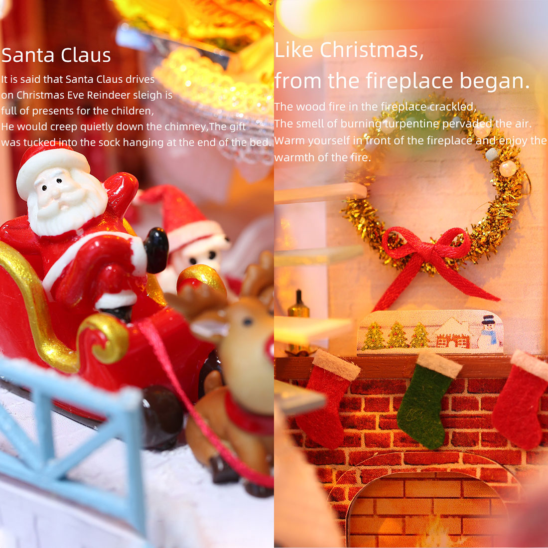 Snowy Christmas Night 3D DIY Assembly Miniature Art Cottage Model Kit Creative Ornament Christmas Gift