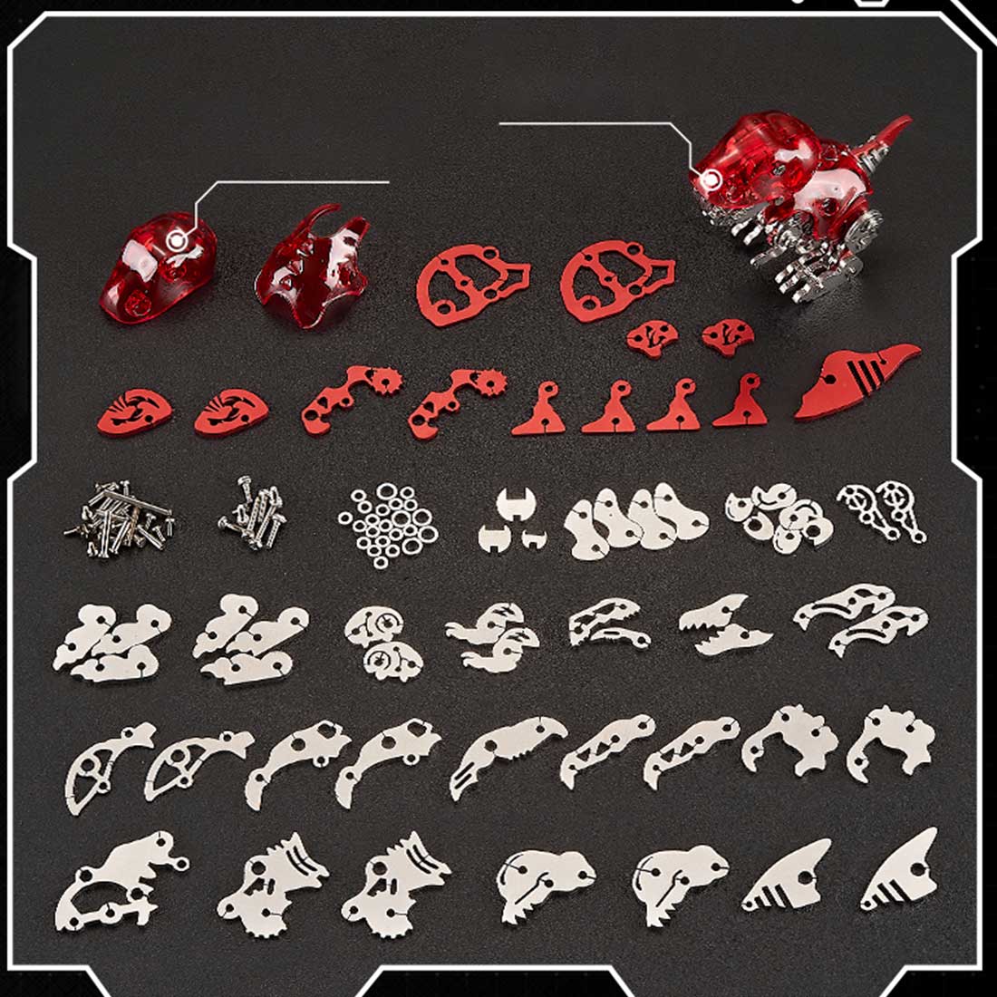 DIY Mechanical Dinosaur Q Version Metal Assembly Dinosaur Model (Kit Version/126PCS/Red)