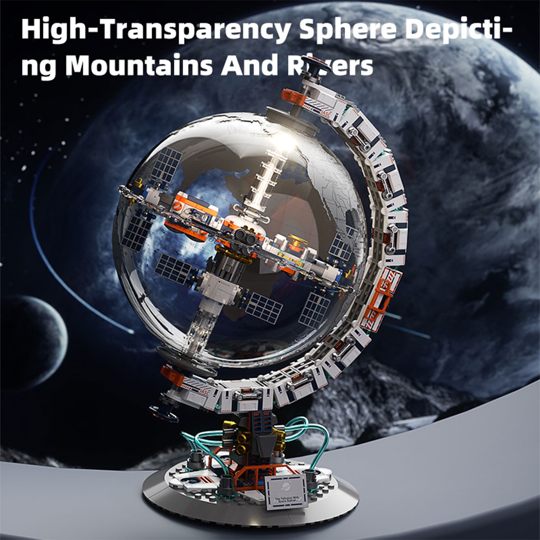 Futuristic Space Station Crystal Clear Globe Building Blocks Set (500+PCS)