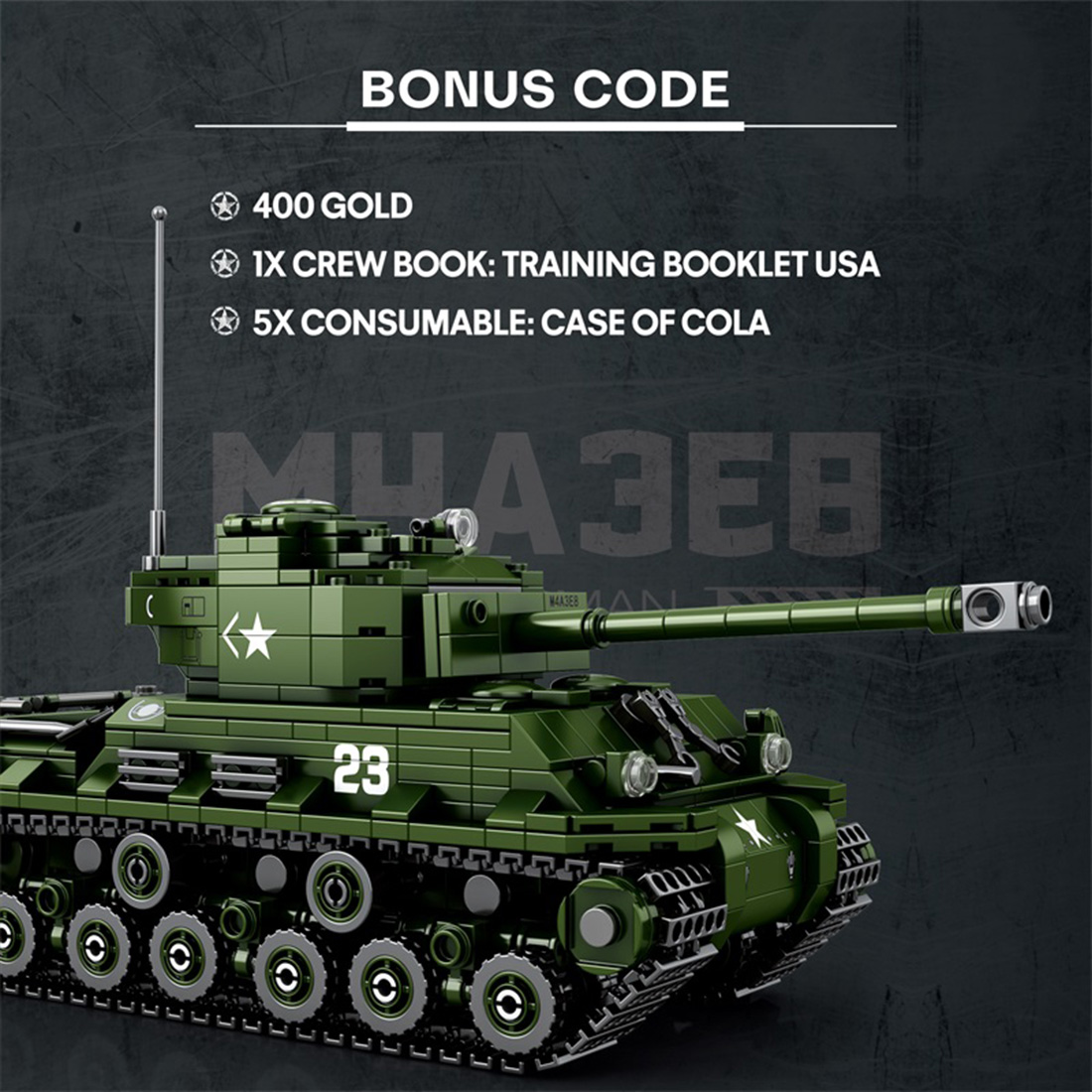 Mocsage 1/30 Scale M4A3E8 Tank Model MOC Building Blocks Set(836PCS)