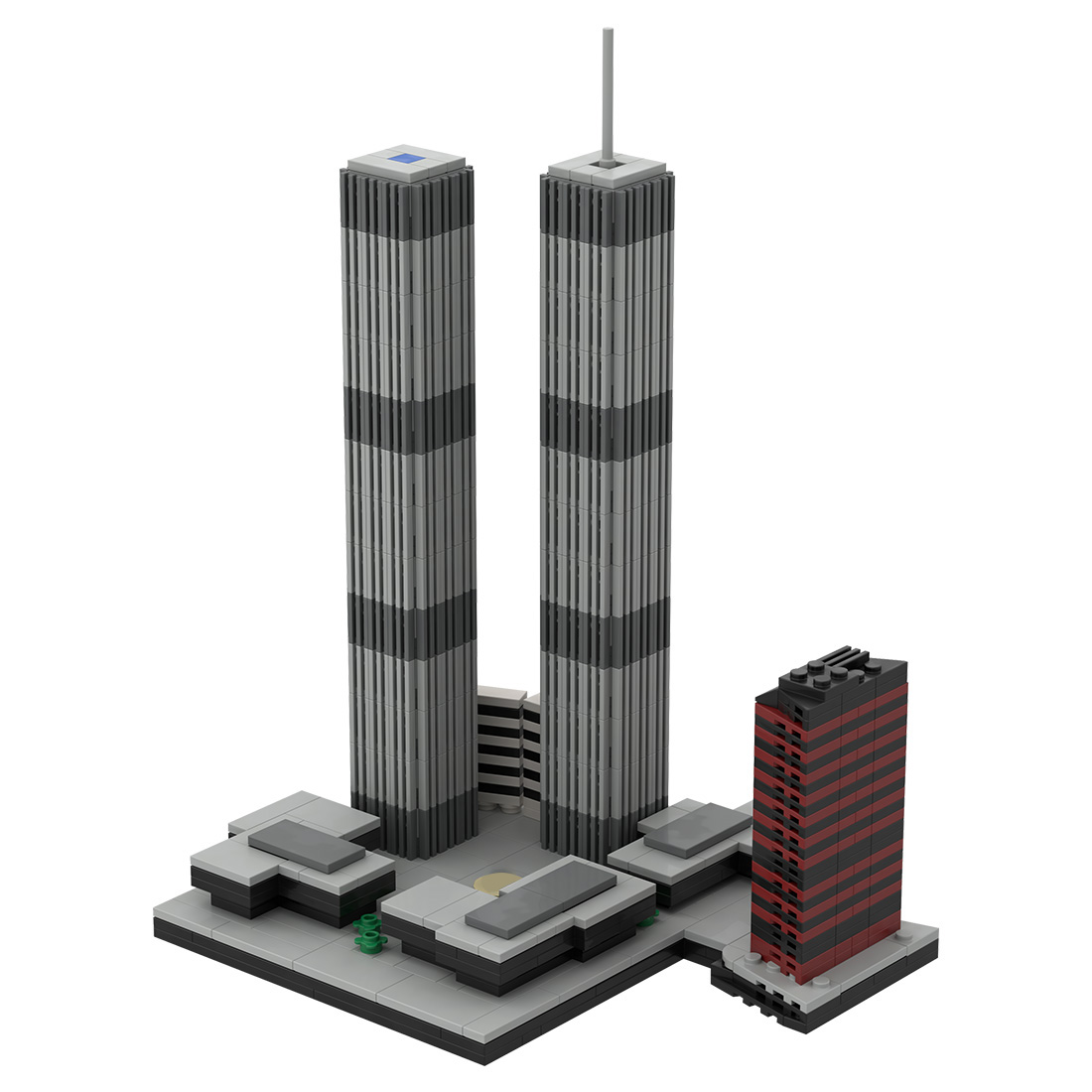 Mocsage 1/2000 World Trade Center (1973-2001) Micro Model Building Blocks Toy Set (982PCS)