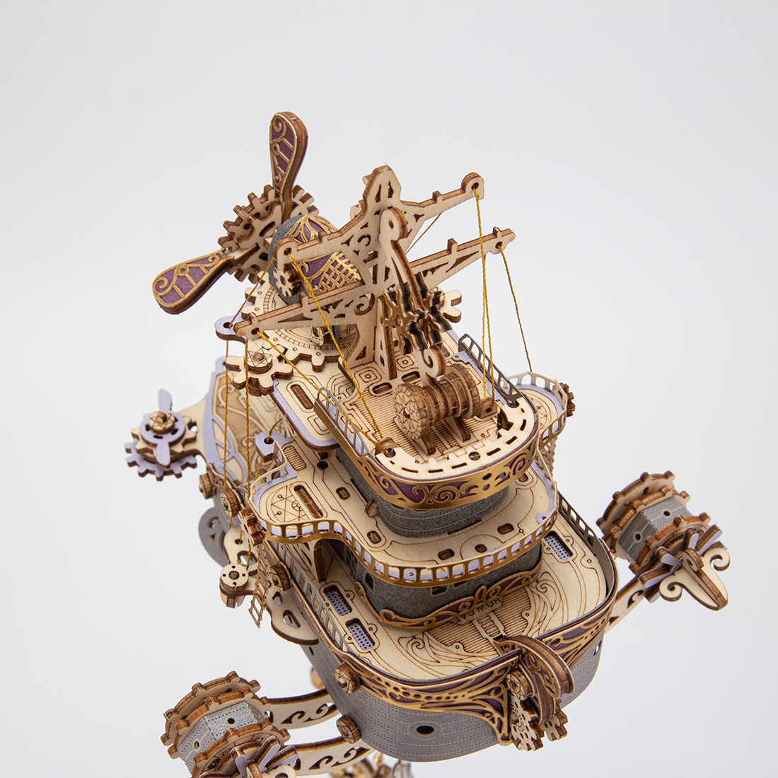 Steampunk Wooden Flyship DIY 3D Flyship Puzzle Model Exquisite Gift (Kit Version)