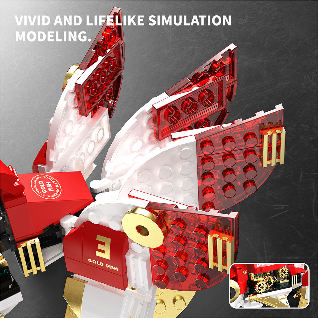 Steam Series Steampunk Goldfish Small Particles Building Blocks Set Toy Ornaments (334PCS)