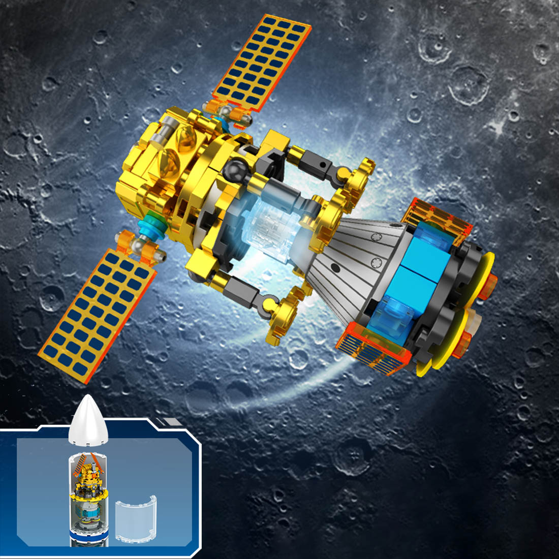 Long March 5 Carrier Rocket Model with Lights Building Blocks Set (1102PCS)