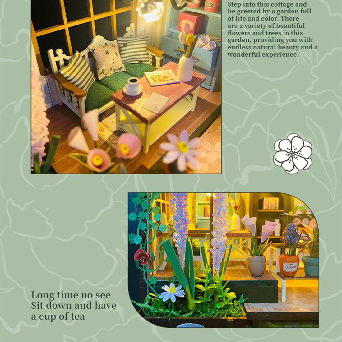 1:24 Double-Decker Darcy Flower House Miniature Architectural Model Kit