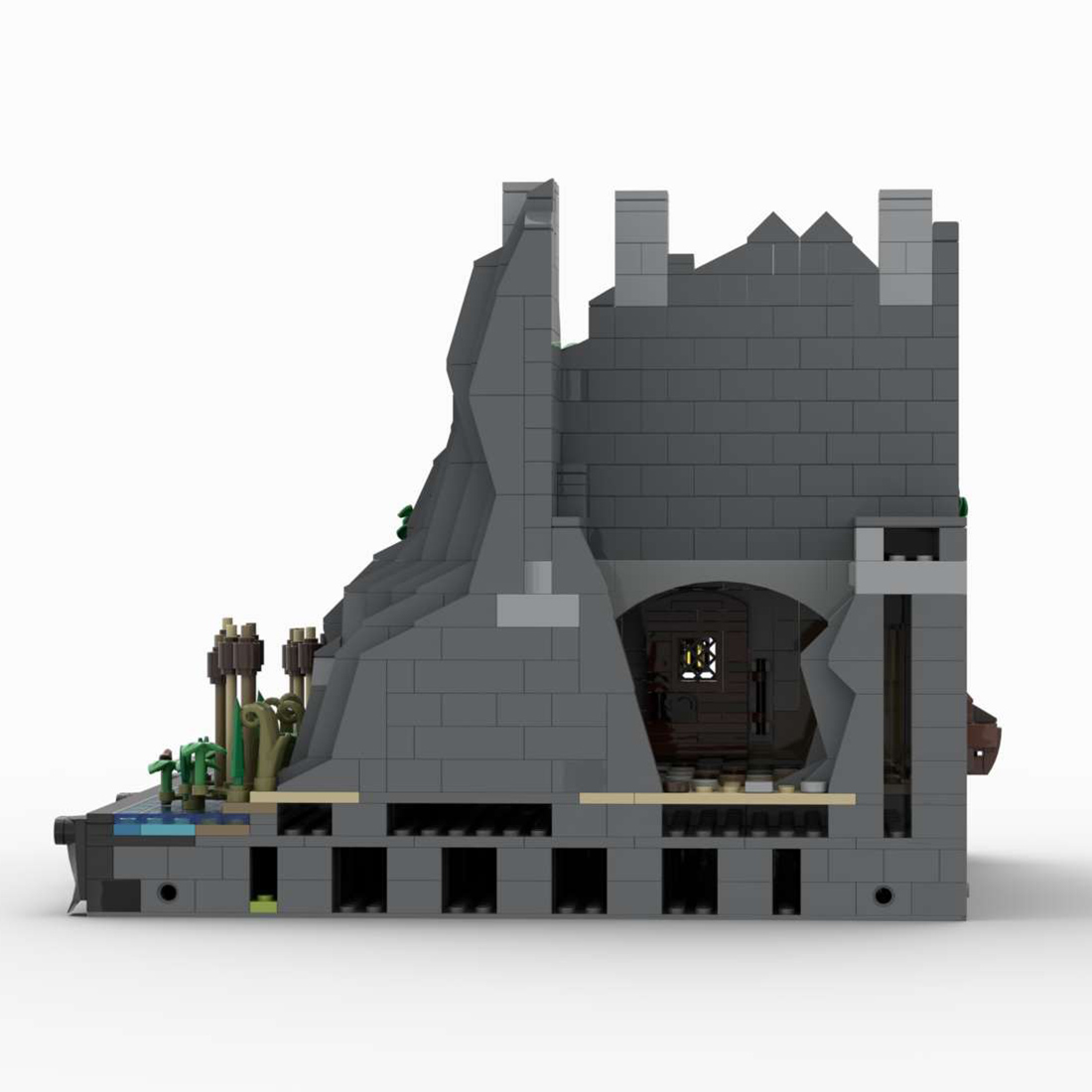 MOC-130433 G1 - Shore & Side Entrance Model Super-large Medieval Castle Building Blocks Toys Set for MOC-131299 Complete Medieval Castle (1984PCS)