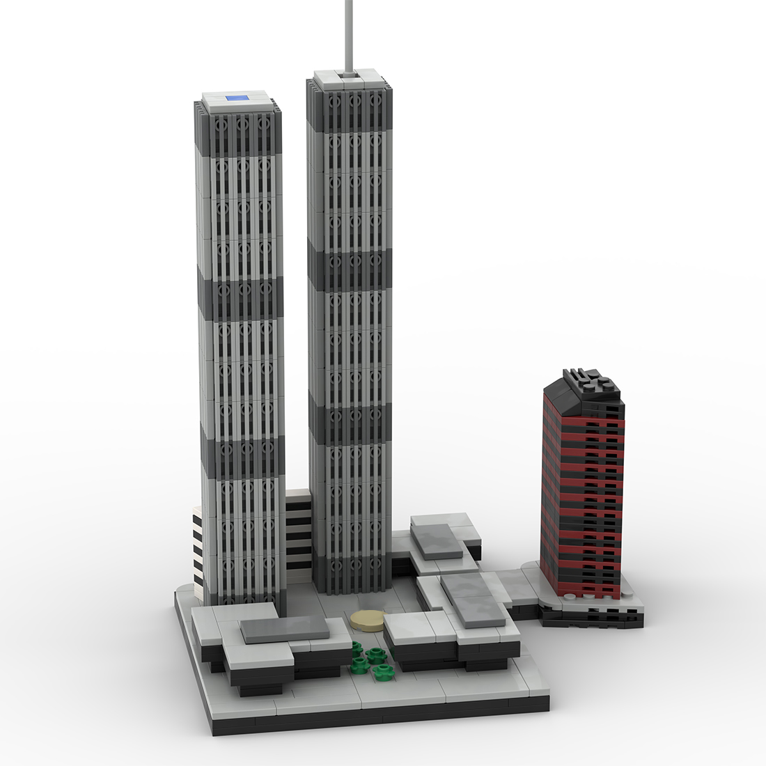 Mocsage 1/2000 World Trade Center (1973-2001) Micro Model Building Blocks Toy Set (982PCS)
