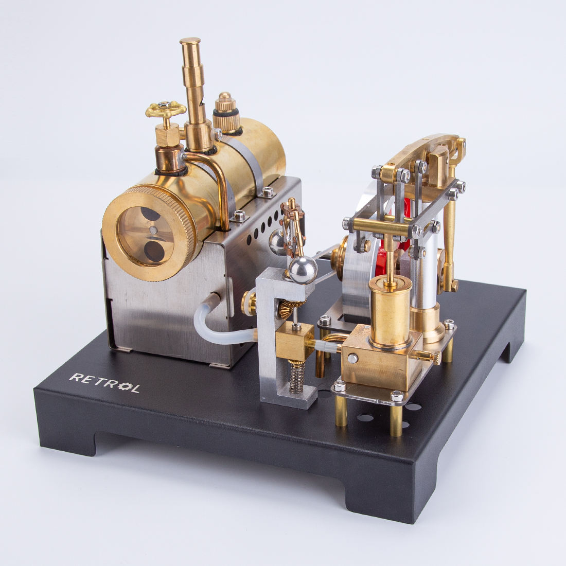 RETROL SE-01 Full Metal Stationary Beam Steam Engine Model and Horizontal Boiler Kit (84PCS)