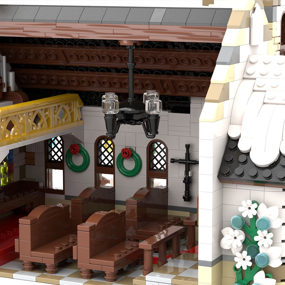 MOC-147549 Winter Country Church Modular Model for Church of the Nativity Building Blocks Toys Set (1,709PCS)