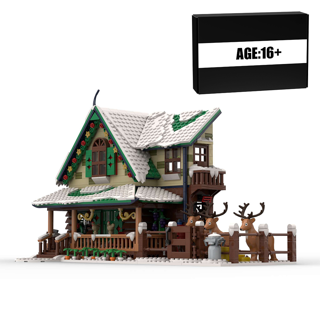 MOC-183213 Reindeer Ranch Christmas Snow Scene Assembly Building Blocks Set (1973PCS)