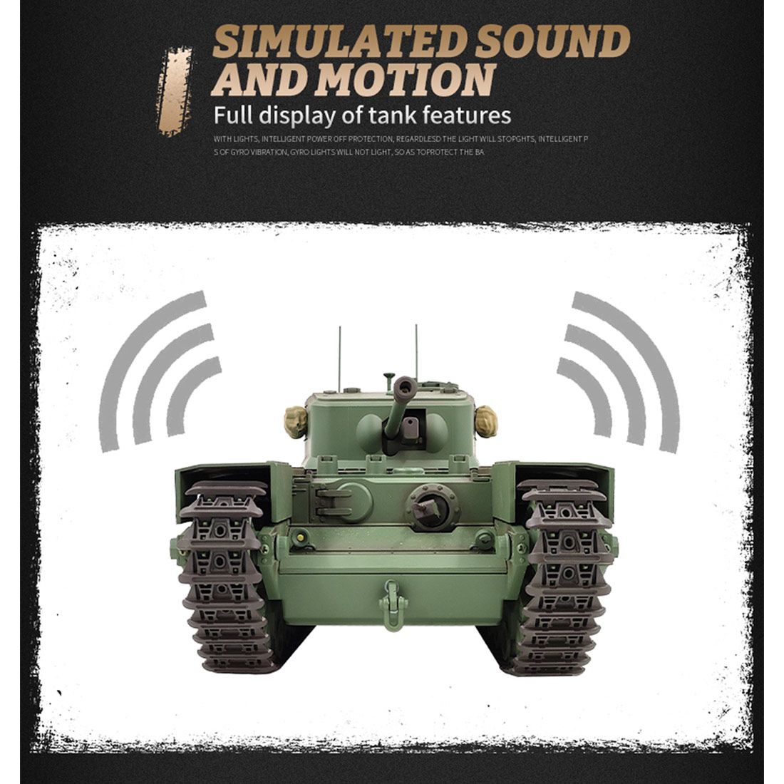 1/16 Scale 2.4G RC Churchill Main Battle Tank Infrared Military Vehicle Model (Basic Version/Army Green)