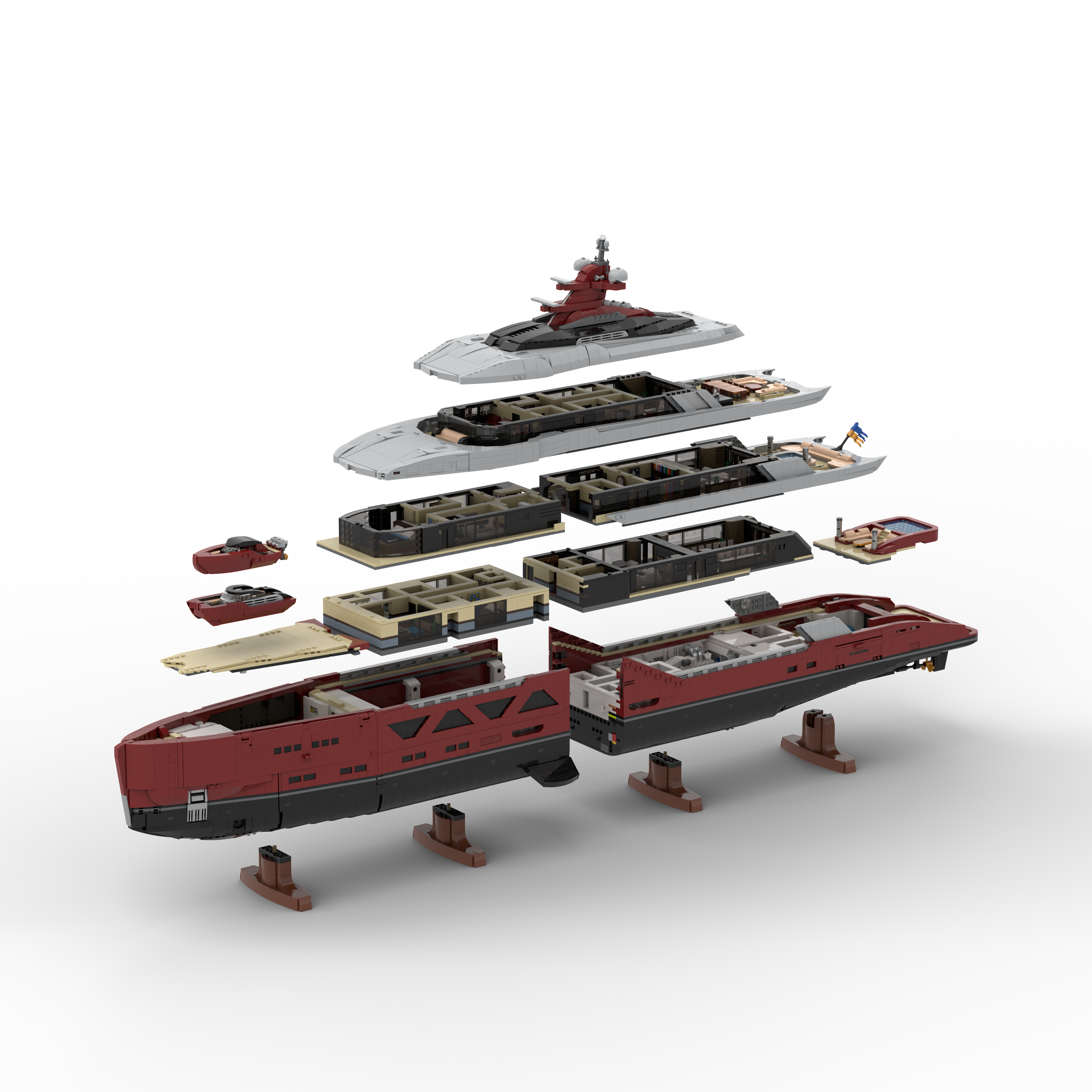 Large Luxury Mega Yacht Building Blocks Set - Modular Boat Building
