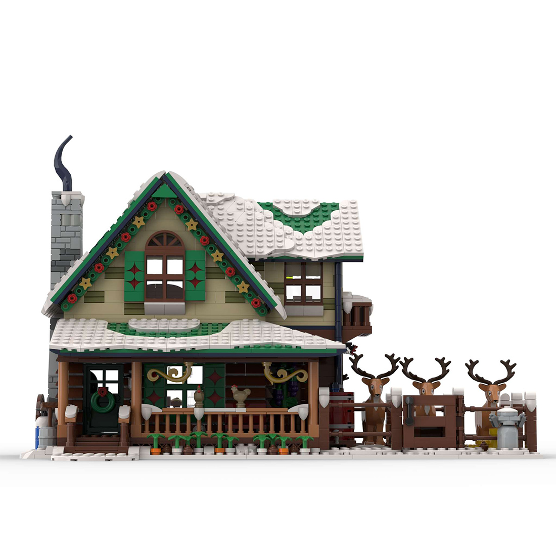 MOC-183213 Reindeer Ranch Christmas Snow Scene Assembly Building Blocks Set (1973PCS)