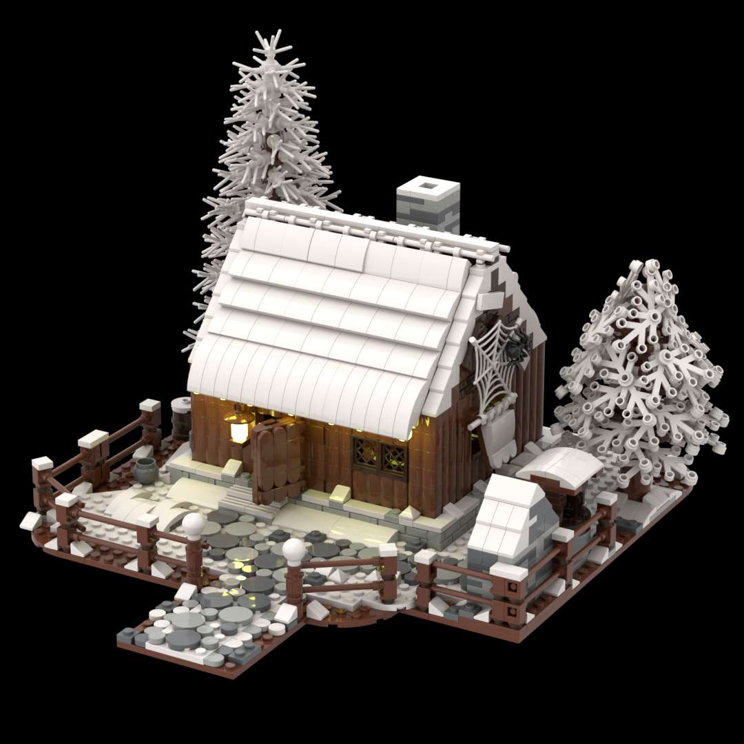 1781+Pcs Mountain Forest Winter Wooden House with Fireplace Bricks Model DIY Building Block Kits