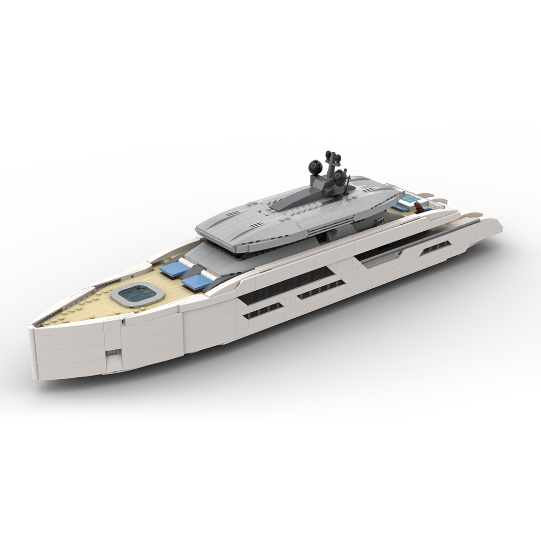 1/80 Scale Luxury Yacht DIY Building Set, ABS Model Kit with Detailed Interior, Display & Collectible Gift (2977PCS)