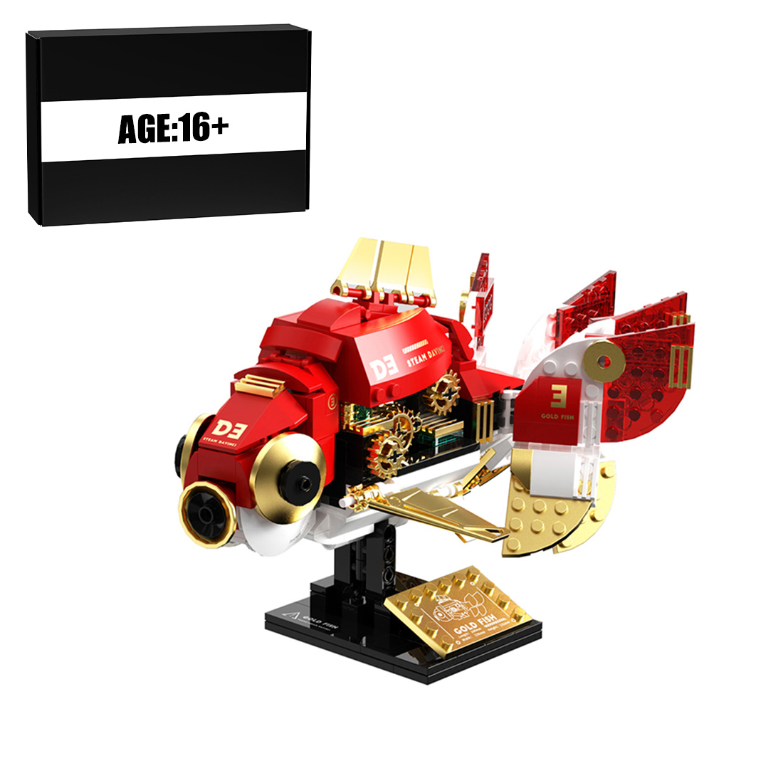 Steam Series Steampunk Goldfish Small Particles Building Blocks Set Toy Ornaments (334PCS)