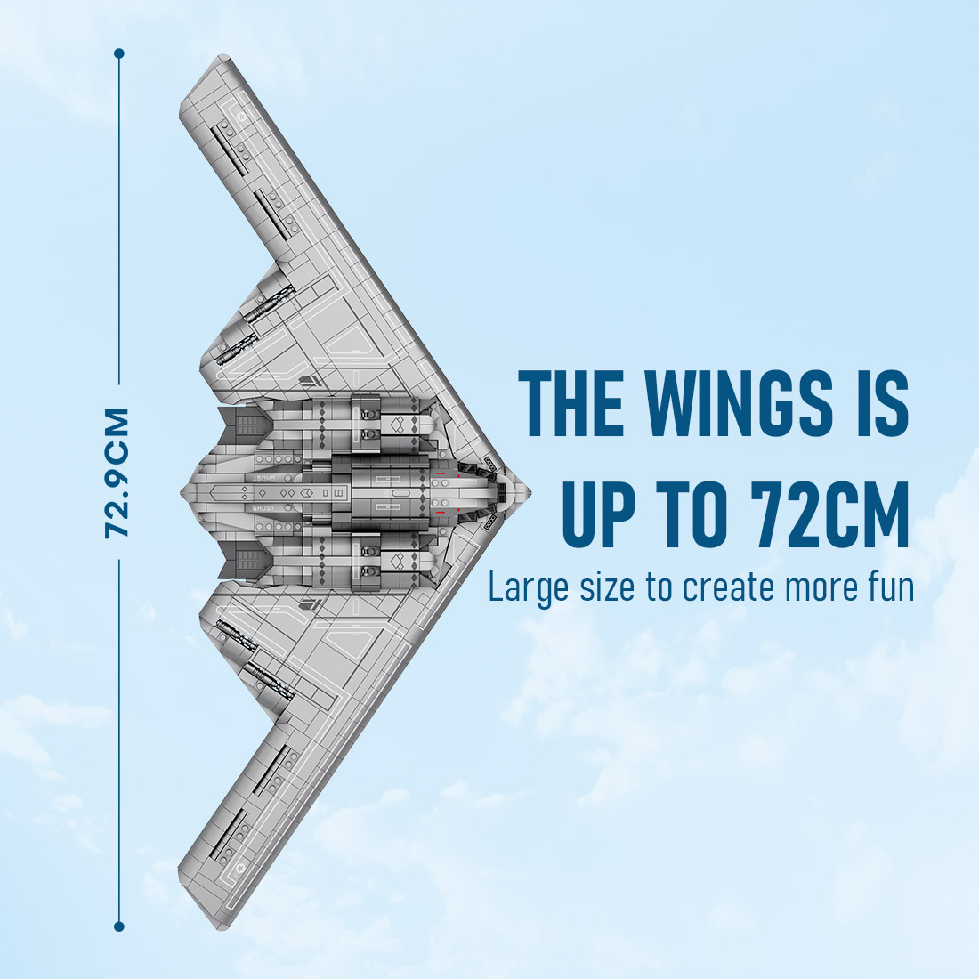 Mocsage MOC-166363 B2 Spirit 1/70 Scale Flying-Wing Ultra-High-Speed Intercontinental Stealth Strategic Bomber Model Building Blocks Set (2063PCS)