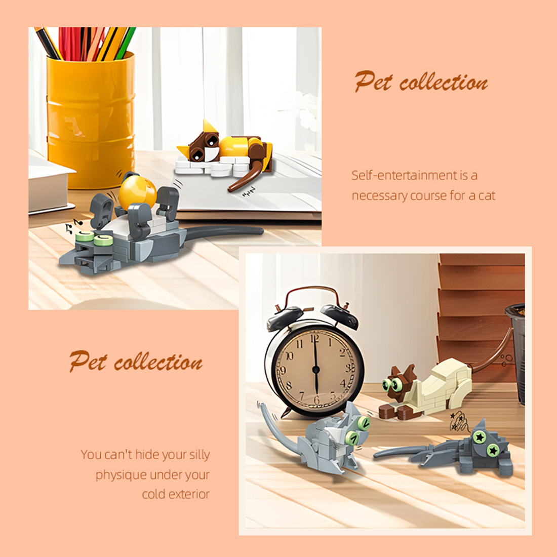 Pet Cats Ornaments MOC Model DIY Assembly Building Blocks Set (443PCS)