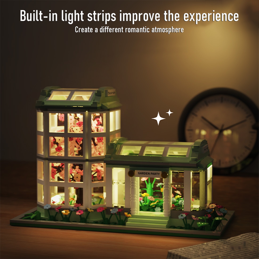 Botanical Garden Assembly Toy with Lights Small Particles Building Blocks Set (827PCS)