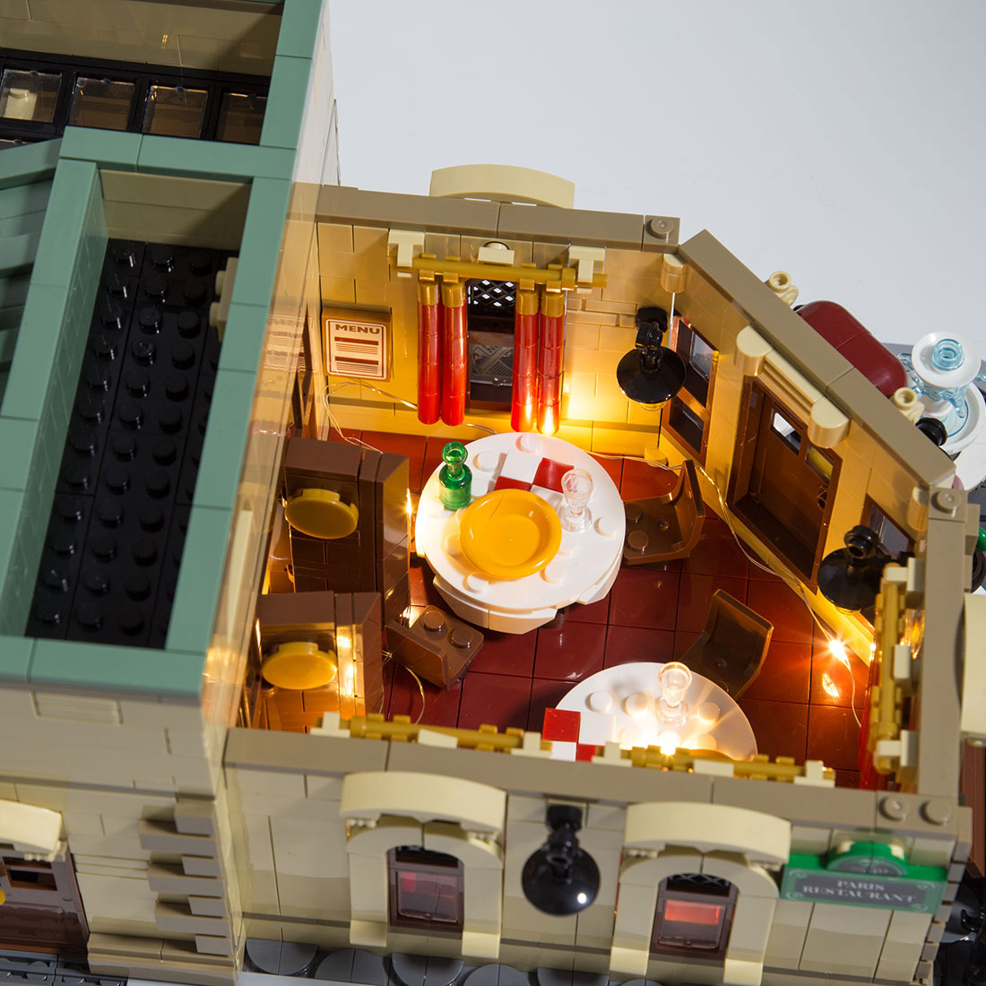 Mocsage  MOC-160521 Restaurants in Paris with Lights Modular Small Building Blocks Set (3104PCS)
