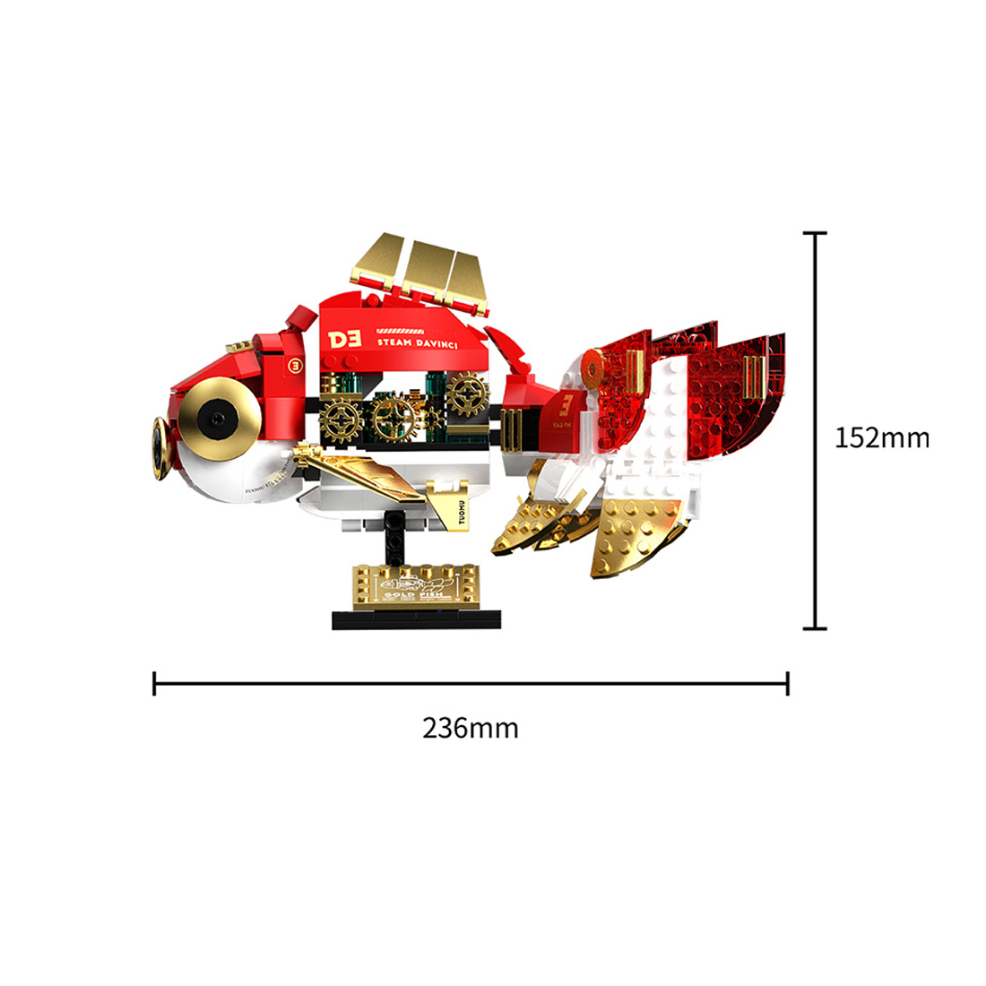 Steam Series Steampunk Goldfish Small Particles Building Blocks Set Toy Ornaments (334PCS)