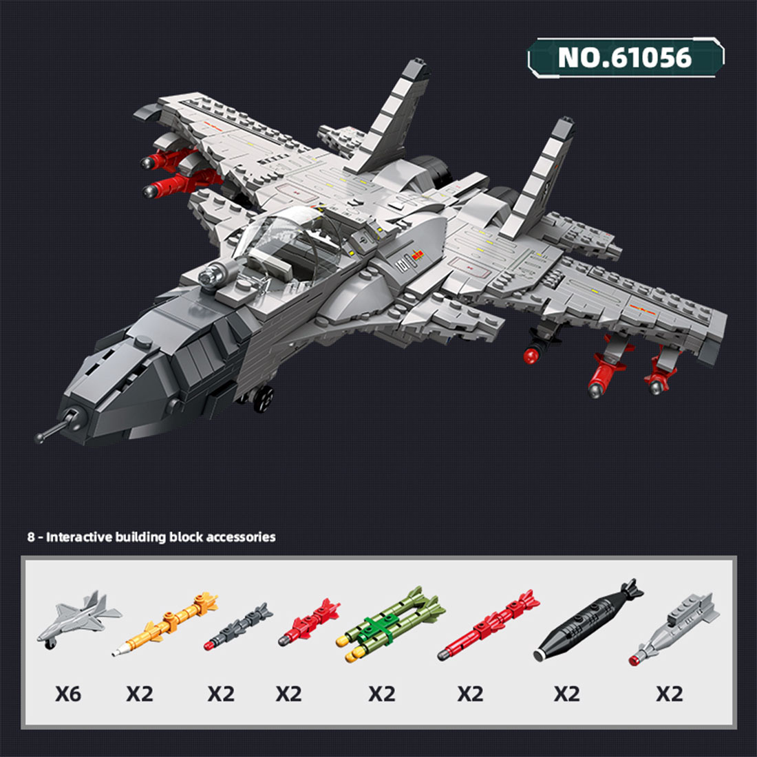 J-15 Military Shipboard Aircraft MOC Assembly Model Building Blocks Set (1386PCS)