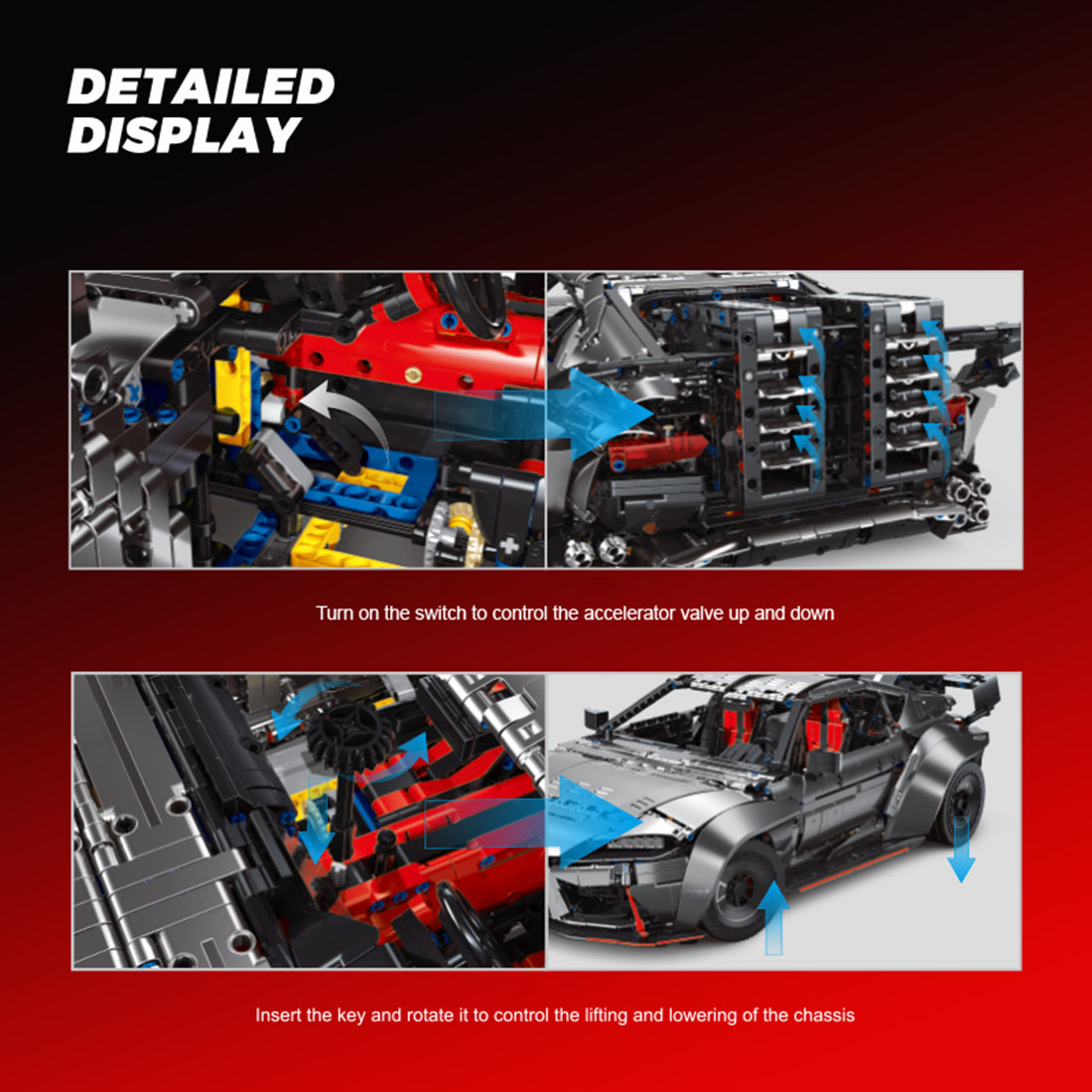 1/8 Scale Racing Car Vehicle Model DIY Assembly Building Blocks Set (Static Version/4399PCS/Black)