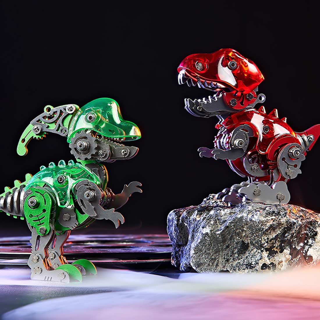 DIY Mechanical Dinosaur Q Version Metal Assembly Dinosaur Model (Kit Version/126PCS/Red)