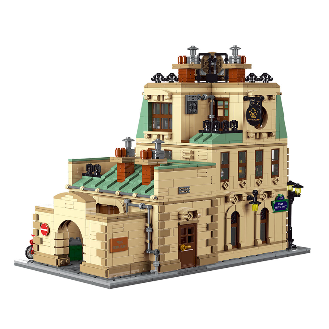 Mocsage  MOC-160521 Restaurants in Paris with Lights Modular Small Building Blocks Set (3104PCS)