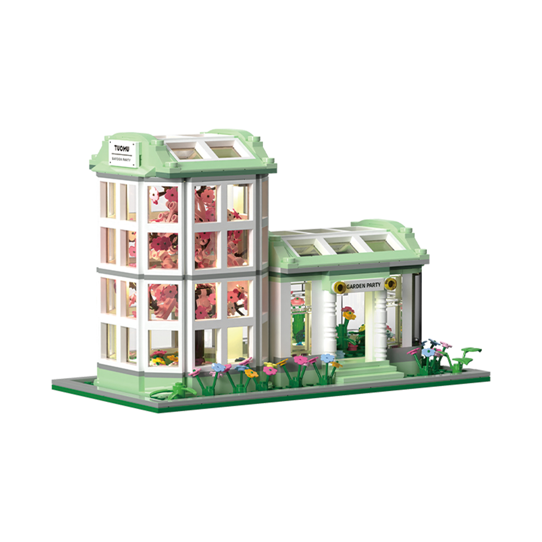 Botanical Garden Assembly Toy with Lights Small Particles Building Blocks Set (827PCS)