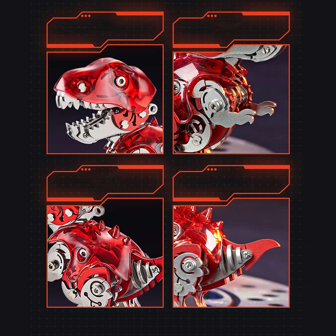 DIY Mechanical Dinosaur Q Version Metal Assembly Dinosaur Model (Kit Version/126PCS/Red)