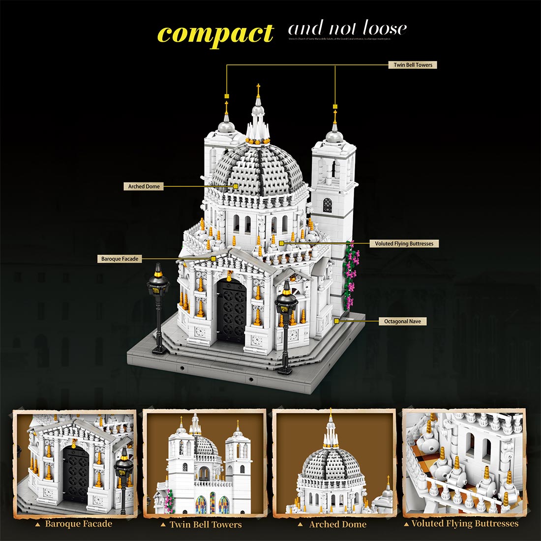1/180 Scale Venetian Church Building Blocks Set(4277PCS)