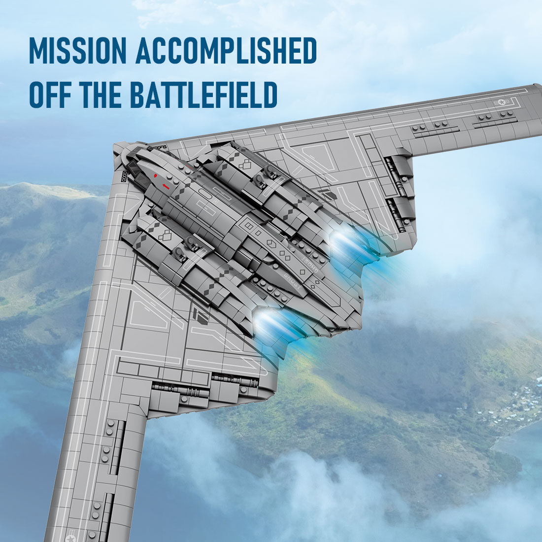 Mocsage MOC-166363 B2 Spirit 1/70 Scale Flying-Wing Ultra-High-Speed Intercontinental Stealth Strategic Bomber Model Building Blocks Set (2063PCS)