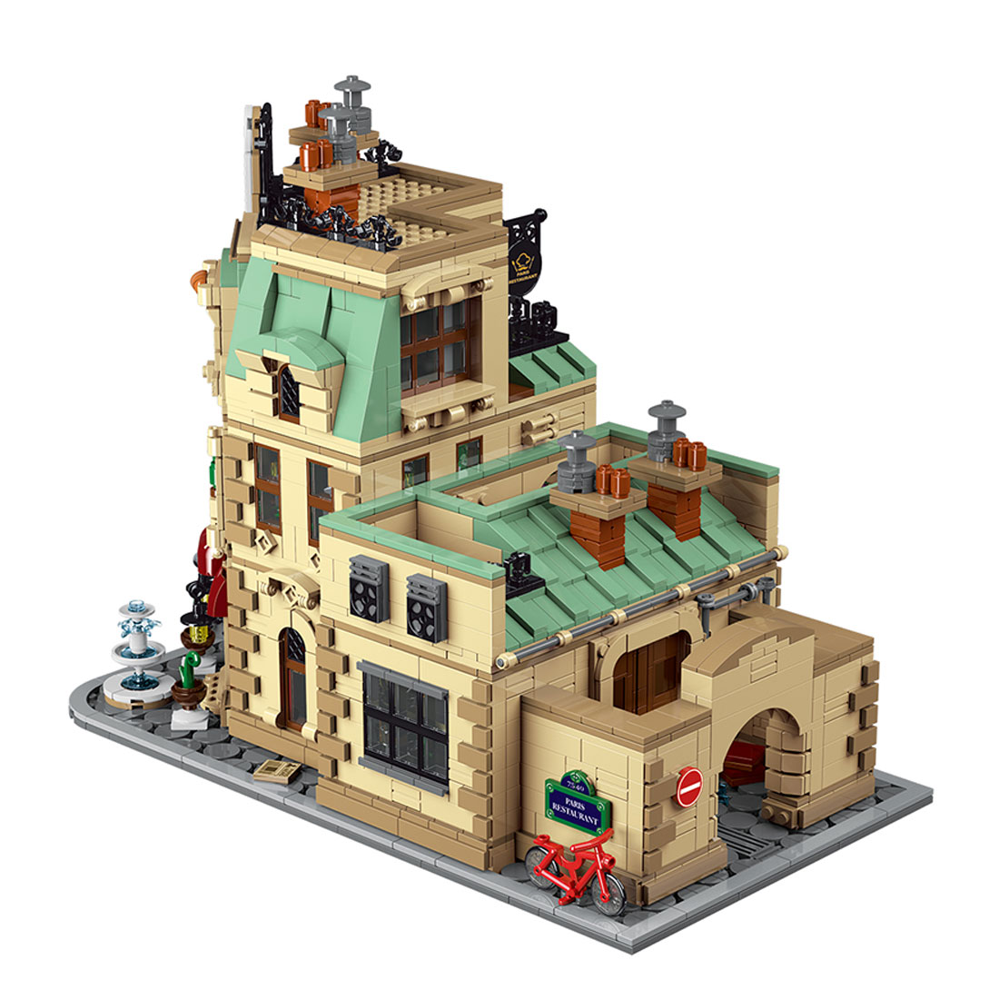 Mocsage  MOC-160521 Restaurants in Paris with Lights Modular Small Building Blocks Set (3104PCS)