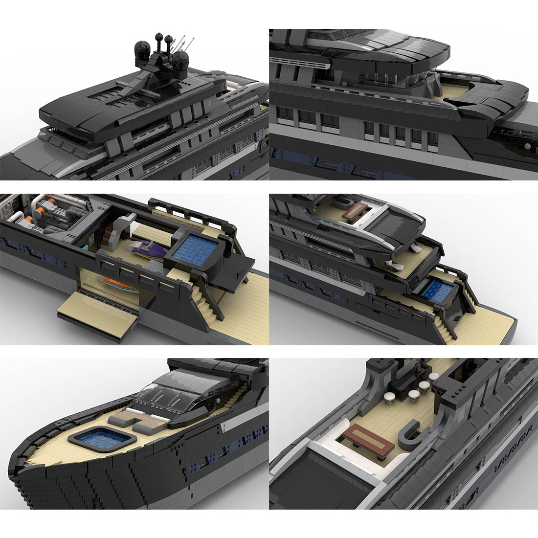 Grand 16,185-Piece Luxury Superyacht Building Blocks Set (MOC-157340) - Modular Design with Ultra-Detailed 4-Deck Interior