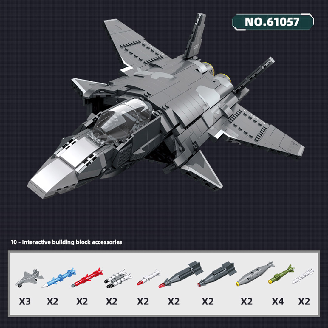 J-20 Military Fighter MOC Assembly Model Building Blocks Set (1365PCS)