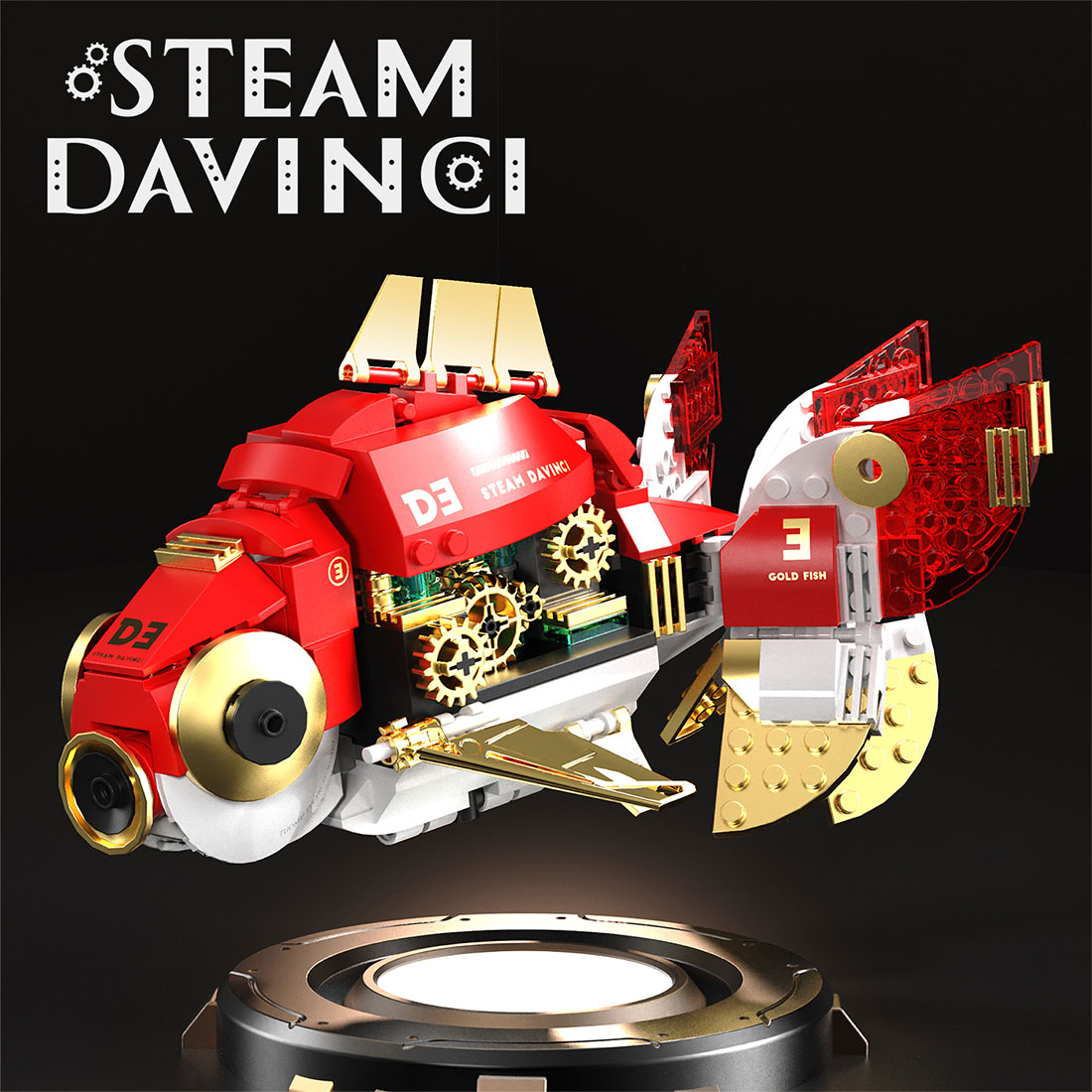 Steam Series Steampunk Goldfish Small Particles Building Blocks Set Toy Ornaments (334PCS)
