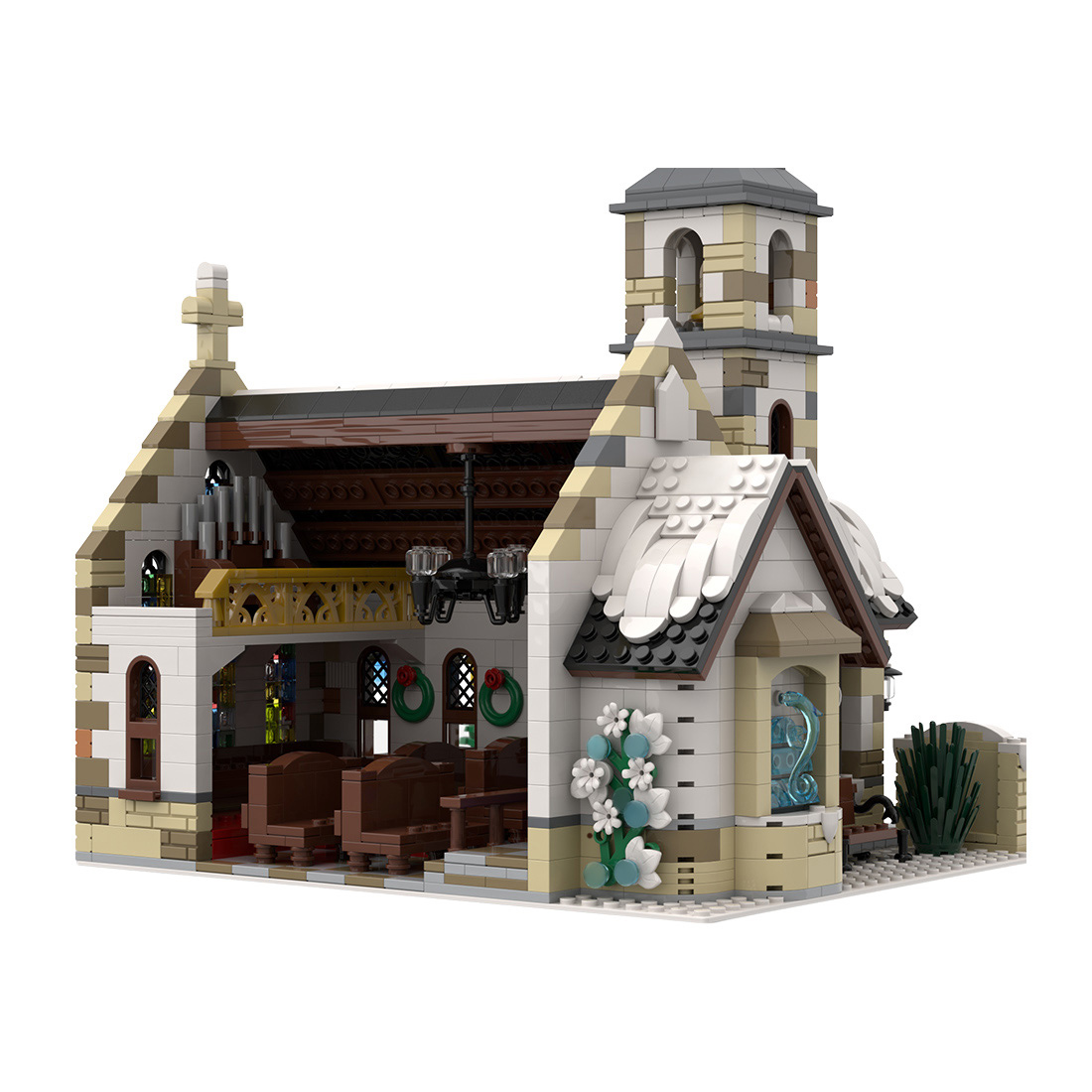 MOC-147549 Winter Country Church Modular Model for Church of the Nativity Building Blocks Toys Set (1769PCS)