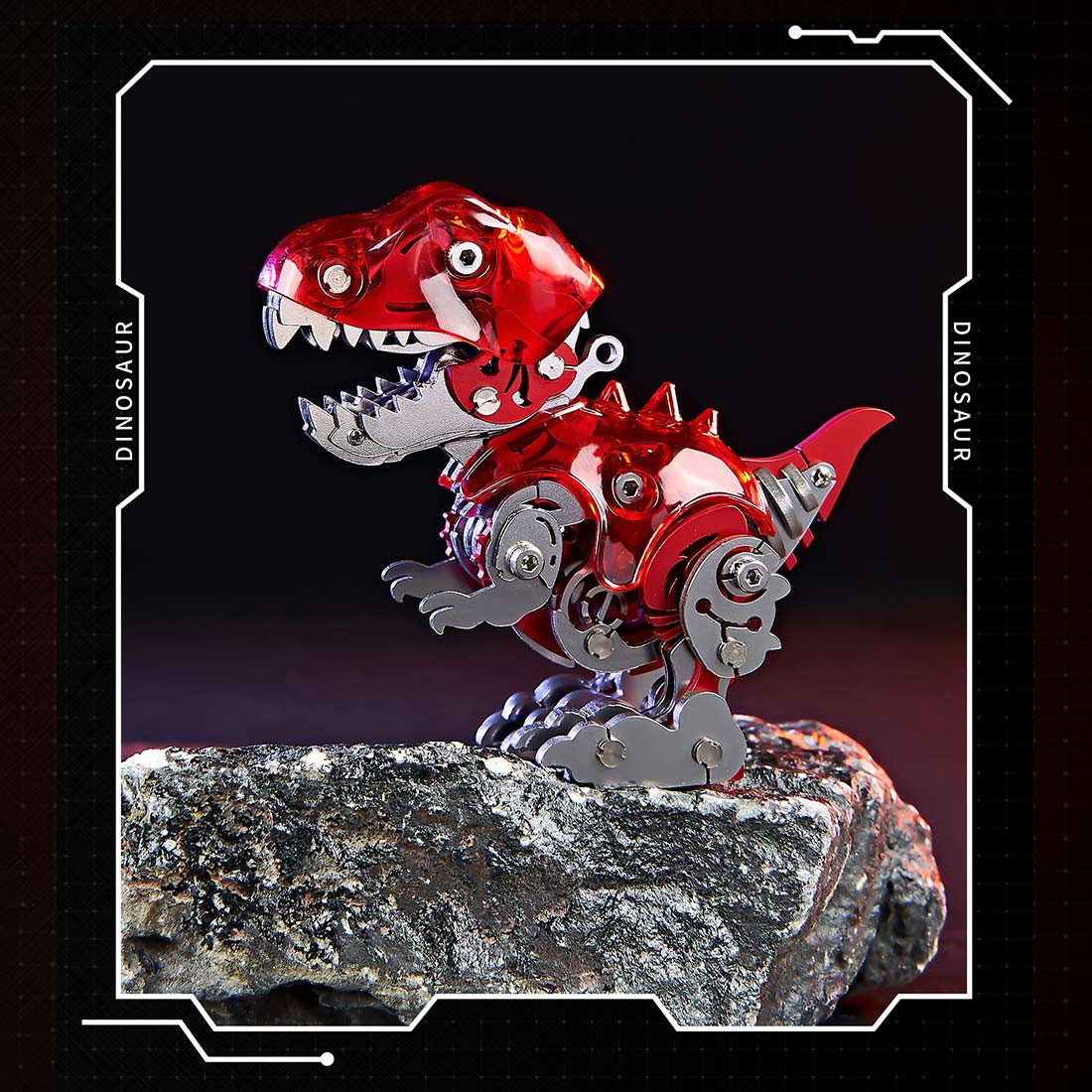 DIY Mechanical Dinosaur Q Version Metal Assembly Dinosaur Model (Kit Version/126PCS/Red)