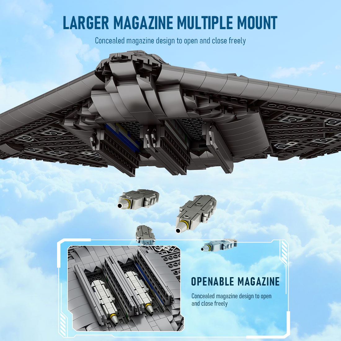 Mocsage MOC-166363 B2 Spirit 1/70 Scale Flying-Wing Ultra-High-Speed Intercontinental Stealth Strategic Bomber Model Building Blocks Set (2063PCS)