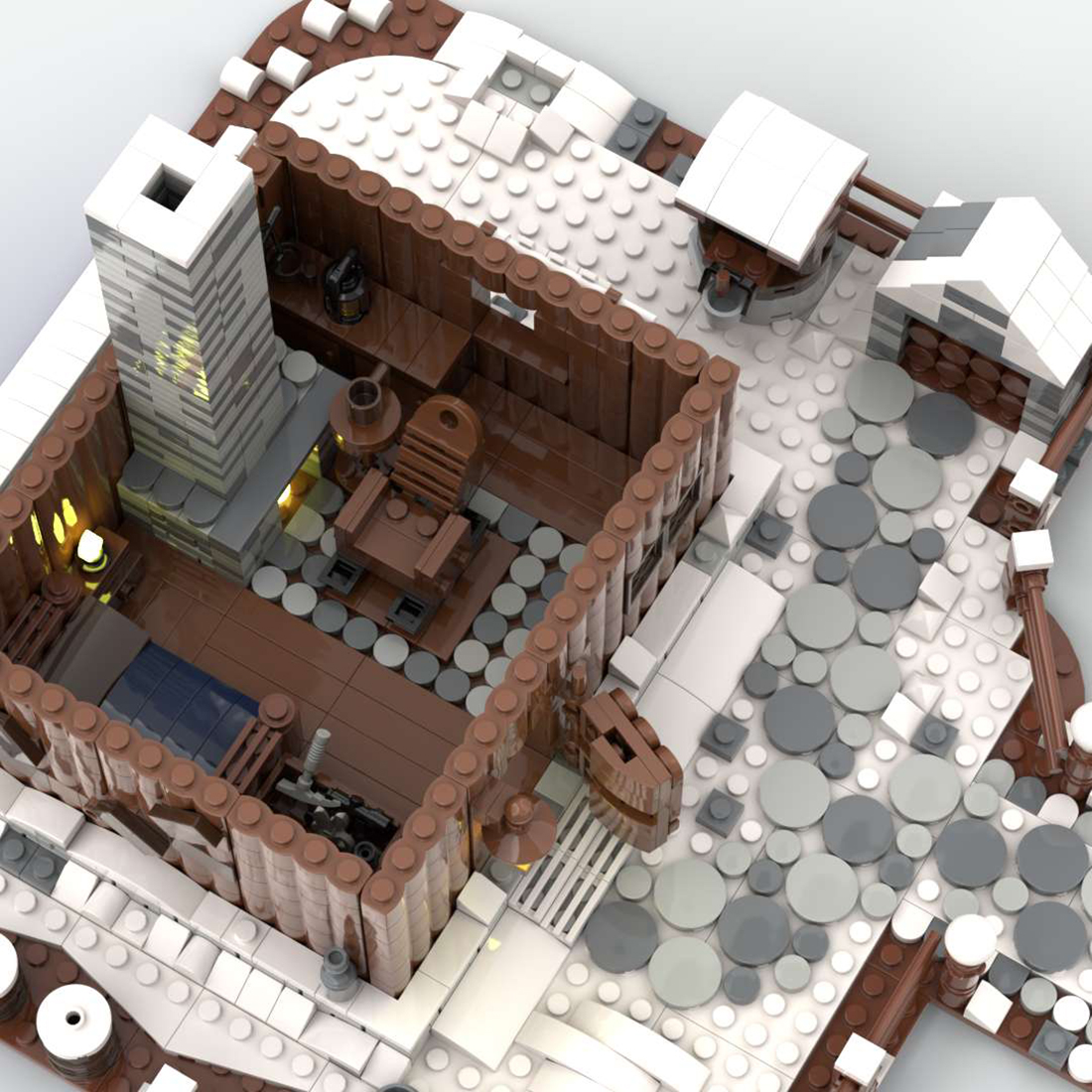 1781+Pcs Mountain Forest Winter Wooden House with Fireplace Bricks Model DIY Building Block Kits