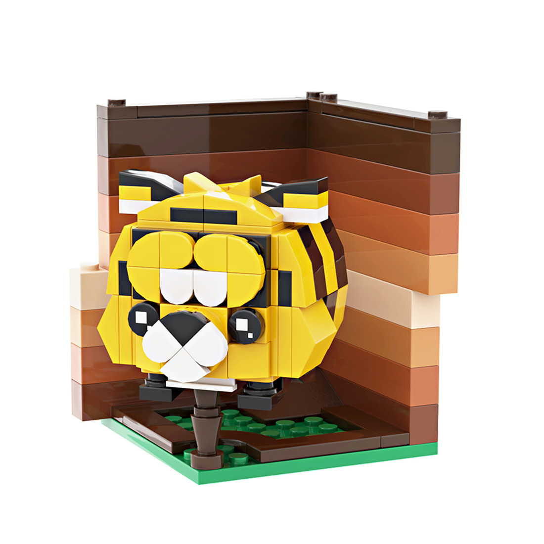 Tiger Wildlife Series Puzzle DIY Mini Brick Assembly Magic Cube