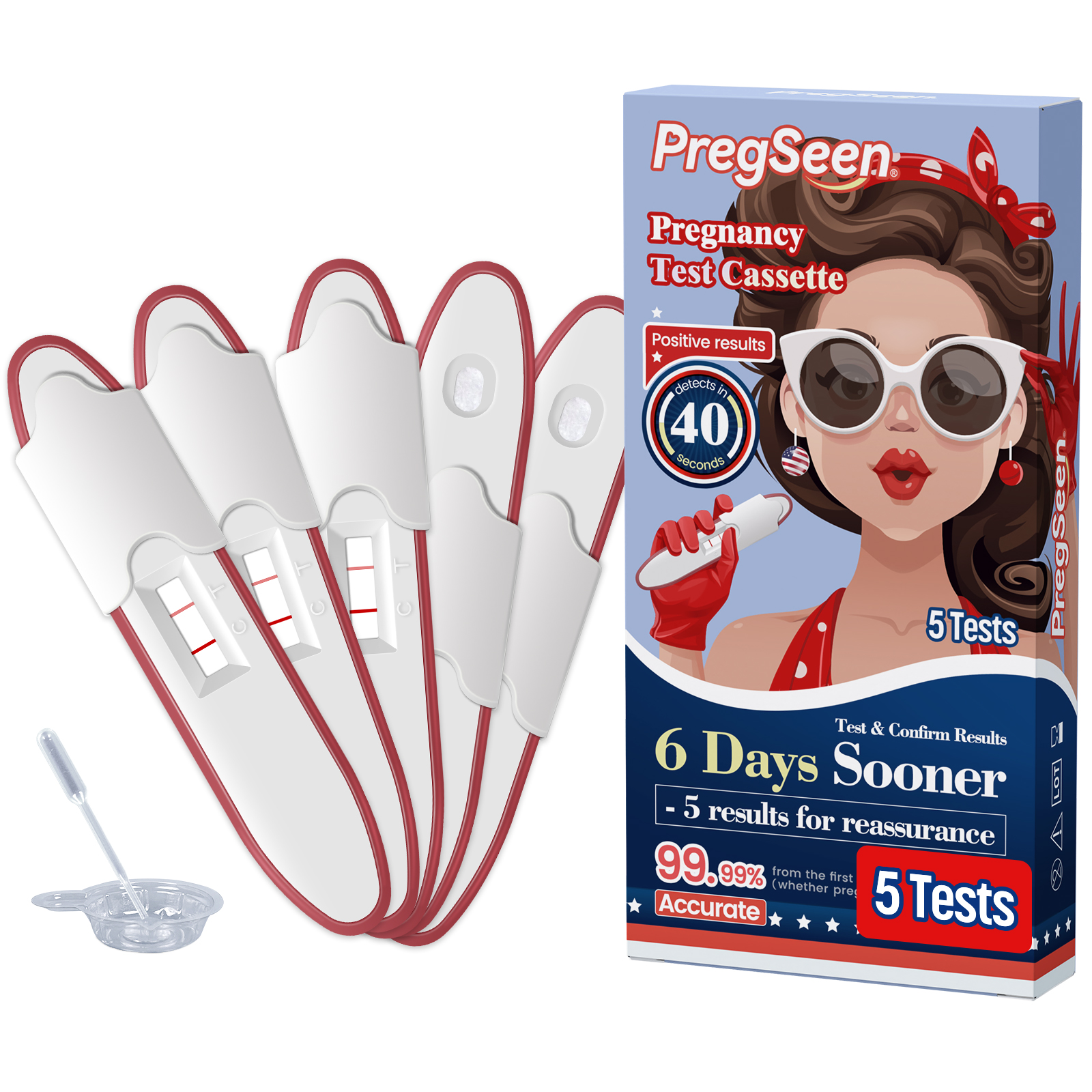 5Pcs PregSeen Pregnancy tests Kit-AccuFast