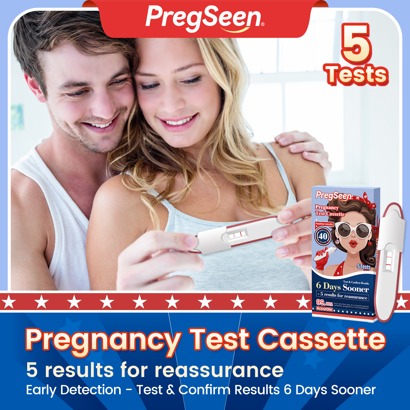 5Pcs PregSeen Pregnancy tests Kit-AccuFast
