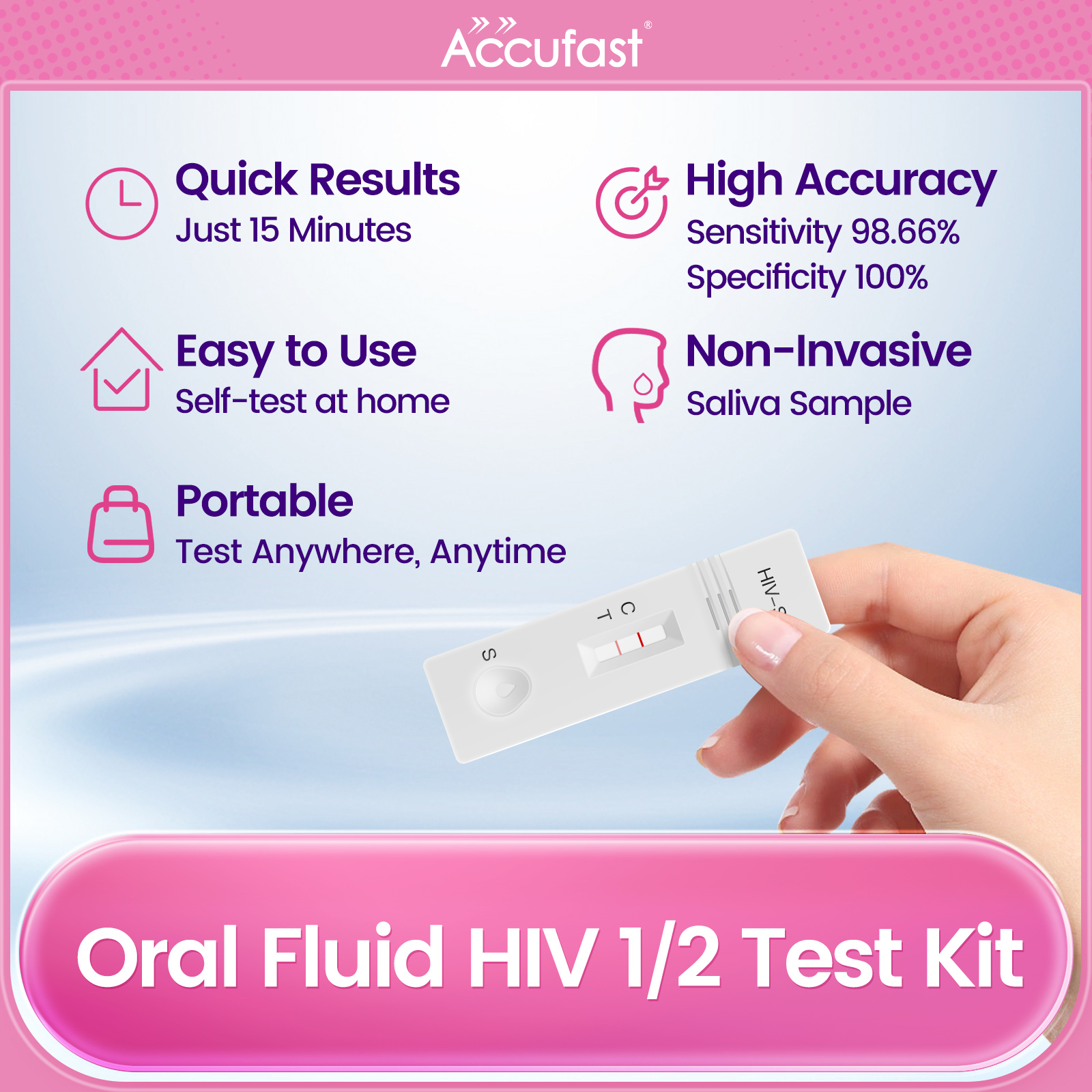Accufast HIV self-test - HIV 1+2 saliva test cassette