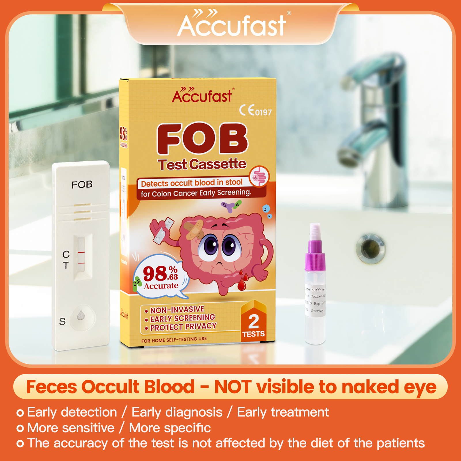 Accufast intestinal test Quick test FOB Testkits Colon Cancer Test for Home Faecal Occult Blood Test