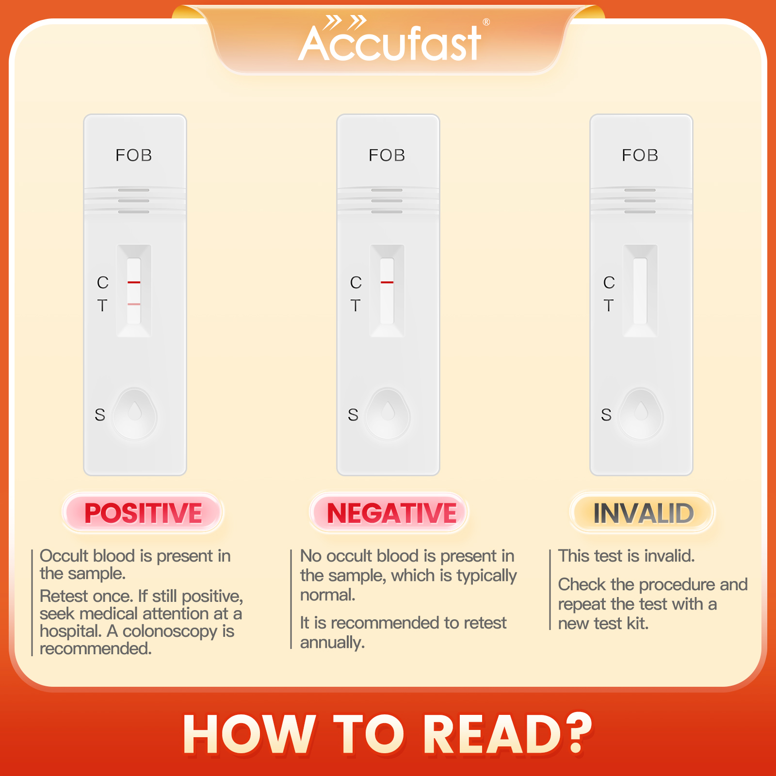 Accufast intestinal test Quick test FOB Testkits Colon Cancer Test for Home Faecal Occult Blood Test