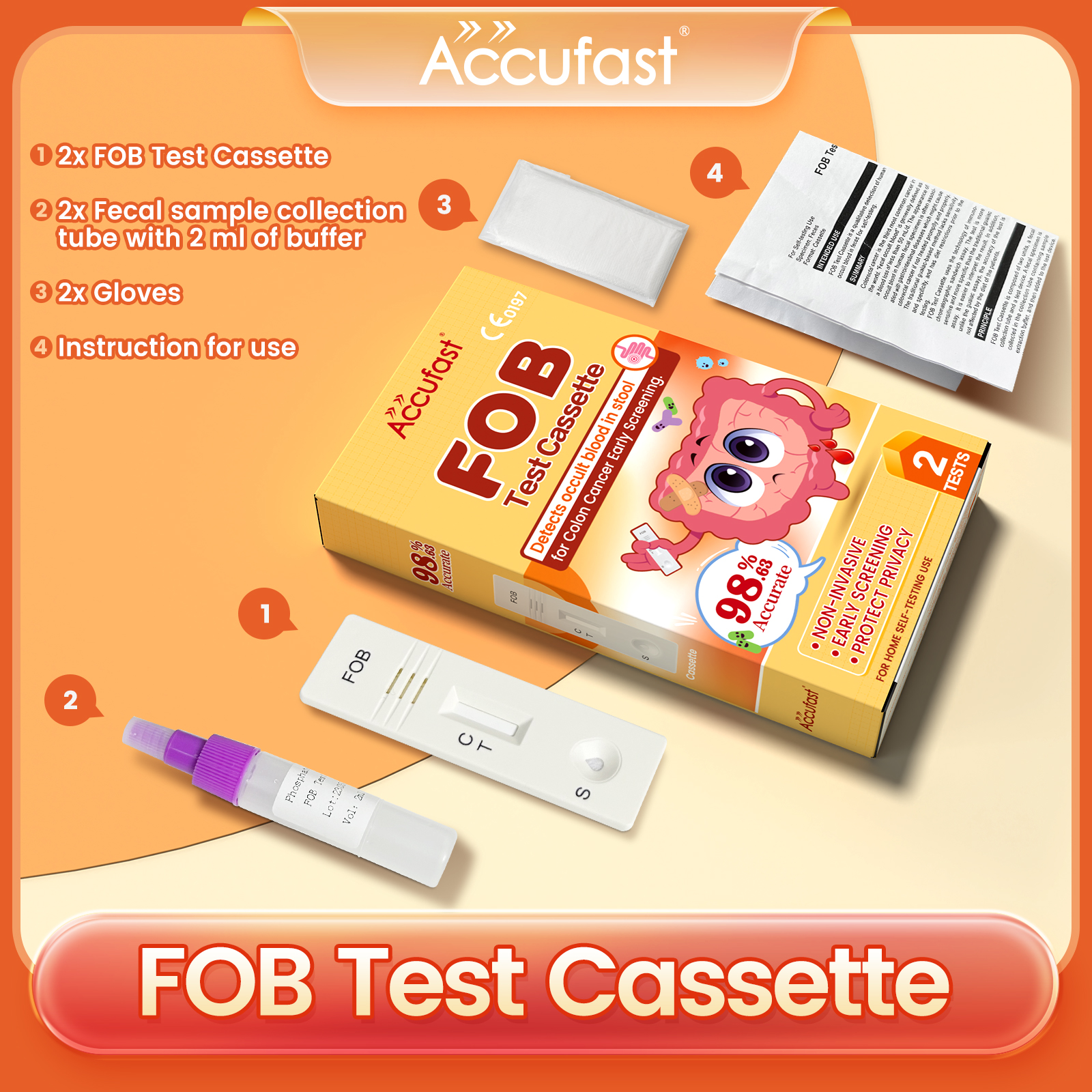 Accufast intestinal test Quick test FOB Testkits Colon Cancer Test for Home Faecal Occult Blood Test