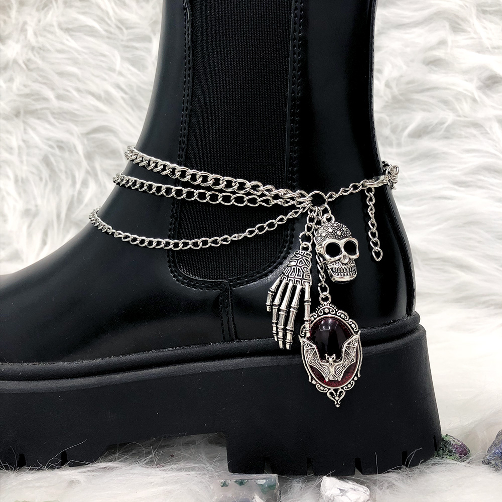 DIY Shoe Chain Adornment, Bat Skull Shoe Chain, Gothic Shoe Accessories